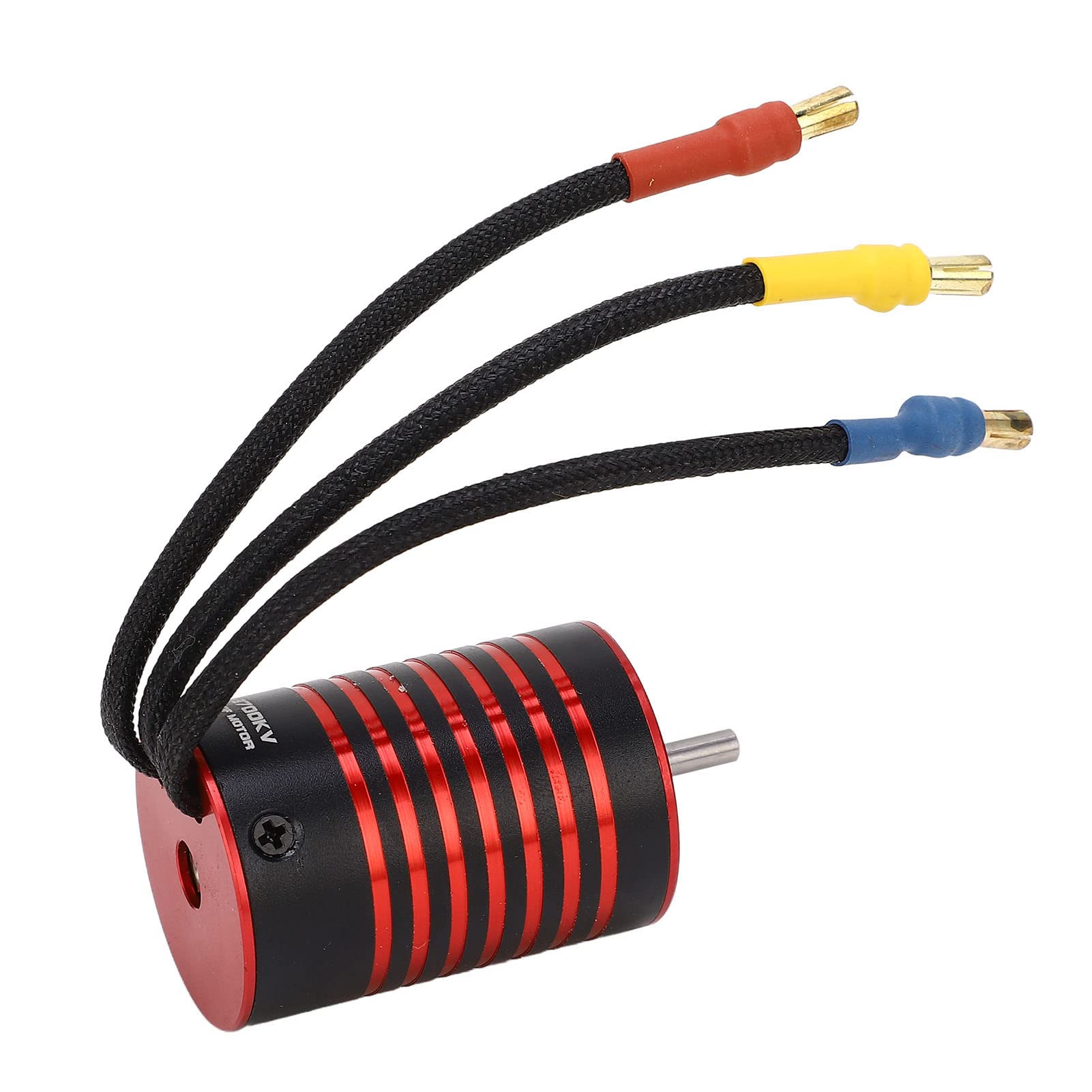 Generic Moteur RC sans Balais 2838, 4 Pôles Durables, Haute efficacité, pour Véhicules RC 1/14 1/16, Aluminium Noir et Rouge (3700KV)