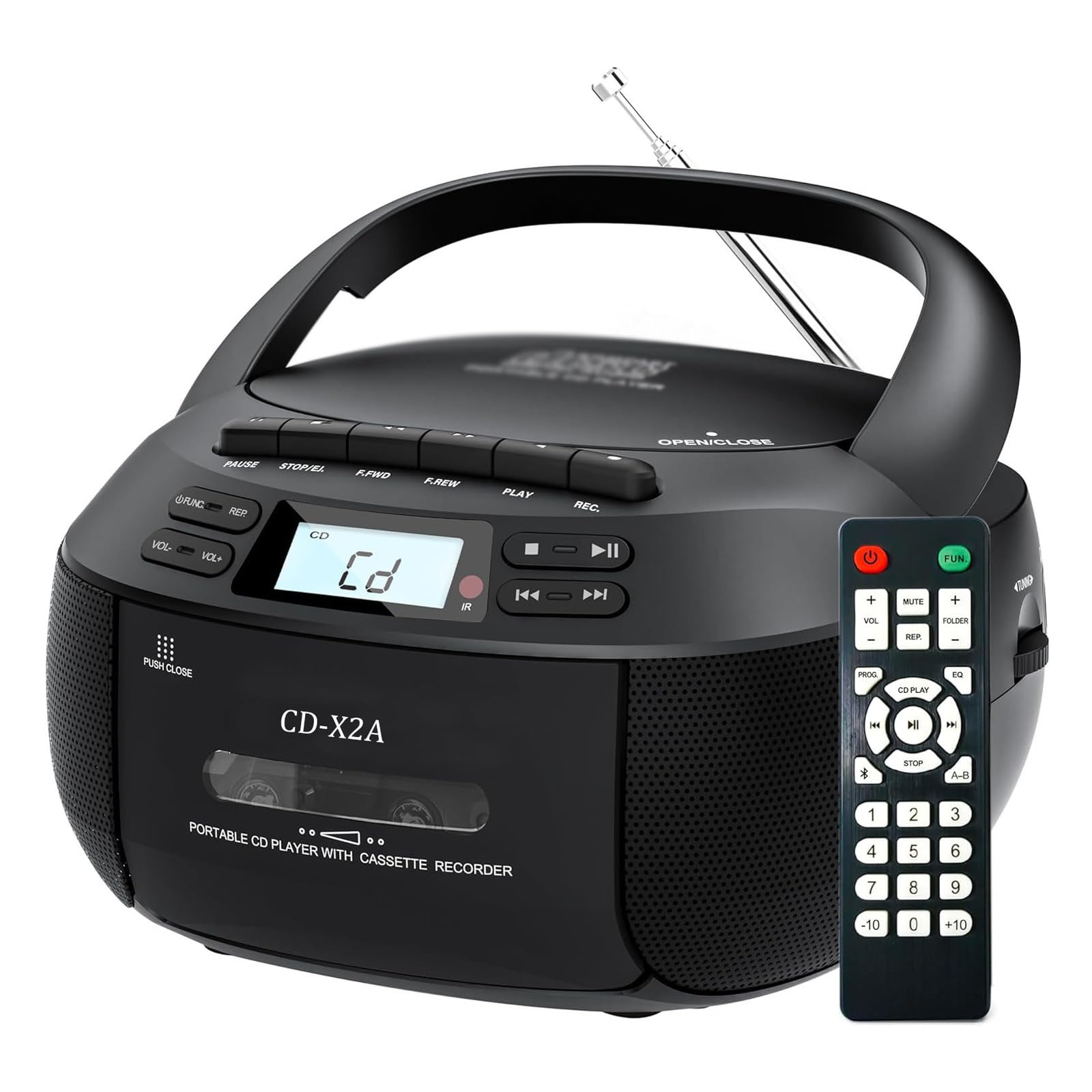 WDWDW Cassette Player Bluetooth CD Boombox Portable Radio Portable Speaker,with Remote Control Dual Powerful Speakers,Compatible