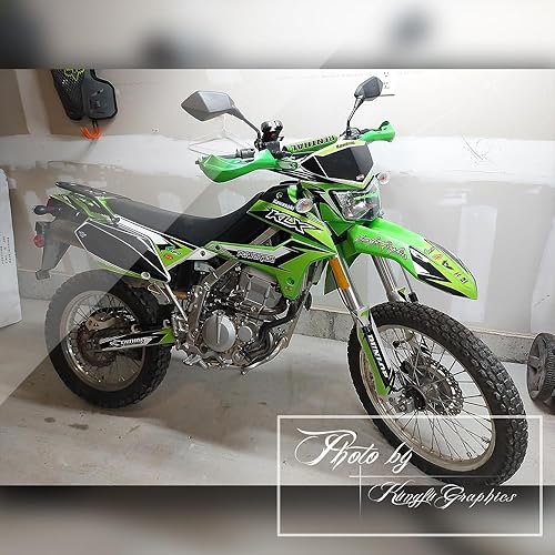 Miniatura 2 de Kungfu Graphics Kit de calcomanías para KLX 250S 2008 2009 2010 2011 2012 2013 2014 2015 2016 2017 2018 2019 2020 2021 2022, negro y verde,