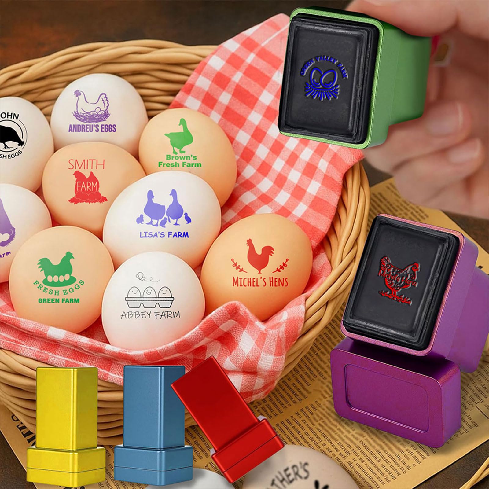 Personalised Egg Stamp for Fresh Eggs, Self Inking Custom Egg Stamper for Chicken & Duck Eggs, Personalised with Quick-Drying Ink, for Farm Chicken Coop Branding Gift Giving