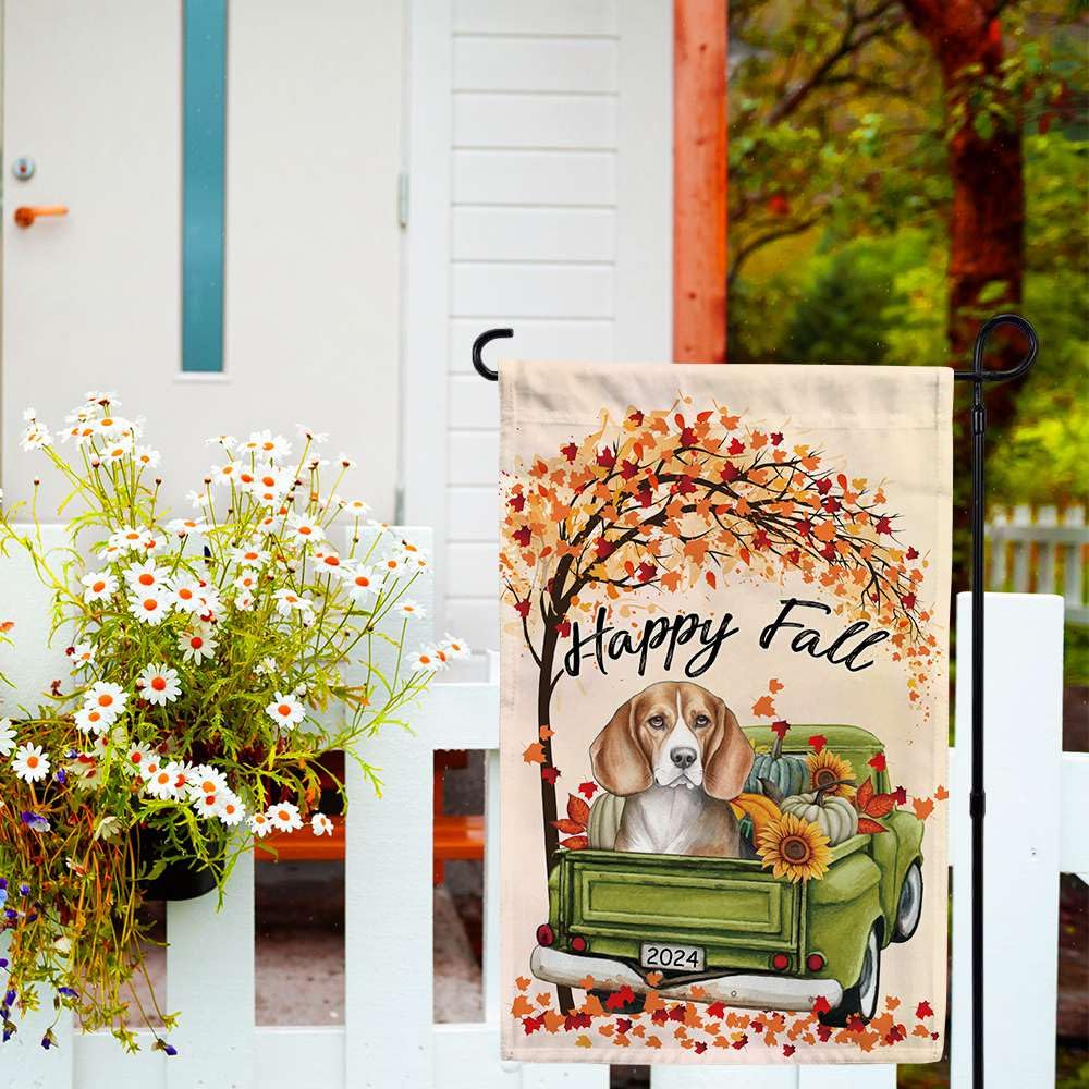 OQUAYA Gartenflagge Hello Fall Hund – 30,5x45,7 Cm, Doppelseitig, Jute, Mit Golden Retriever & Herbstmotiven