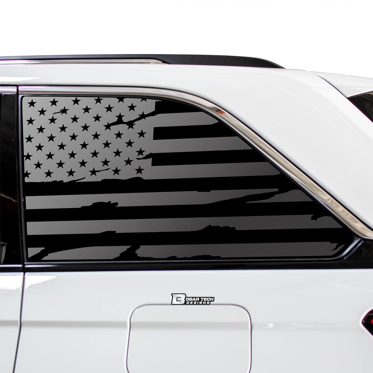 Bogar Tech Designs Precut Quarter Window American Flag Vinyl Decal Sticker Compatible with Jeep Grand Cherokee 2022-2025, Matte Black