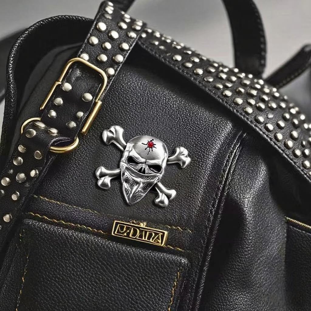 Cross Skull Pin, Funny Lapel Pin for Men, Halloween Brooch for Women Fashion, Punk Goth Brooches, Bone Skeleton Hat Pins, Pirate Skulls Backpack Pin for Bags Backpacks Sambas Socks Shoes Cosplay Hats, Rock Consert Christmas Birthday Gifts - Image 2