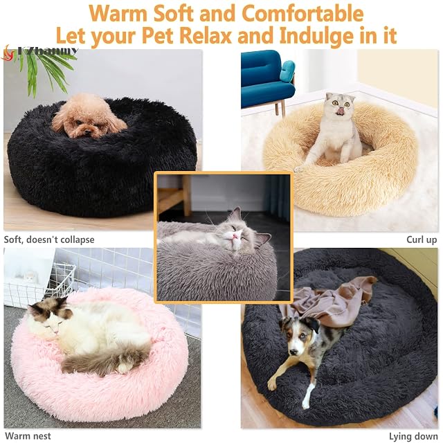 Foto 3 de 7 de KZhanmy Cama Perro Grande Redonda Cama de Perros Gatos Cómodo Suave Cálido Felpa Donut,Antiestres Lavables…