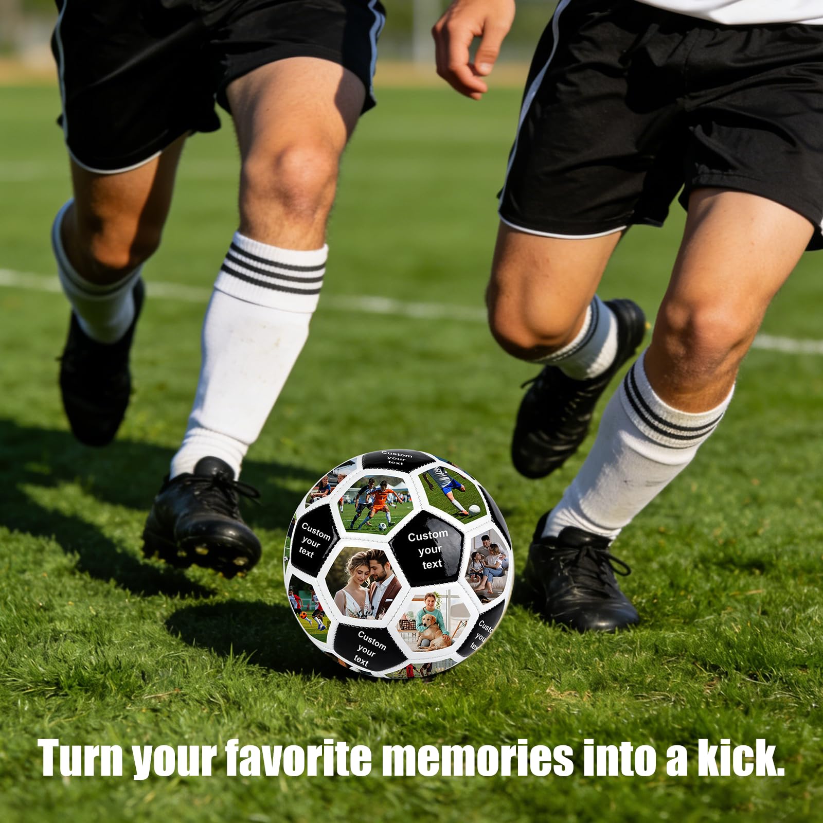 Generisch Personalisiert Fussball mit Foto & Name, Custom Fußball Geschenk für Jungen Männer Papa, Größe 5 PU Leder Ball