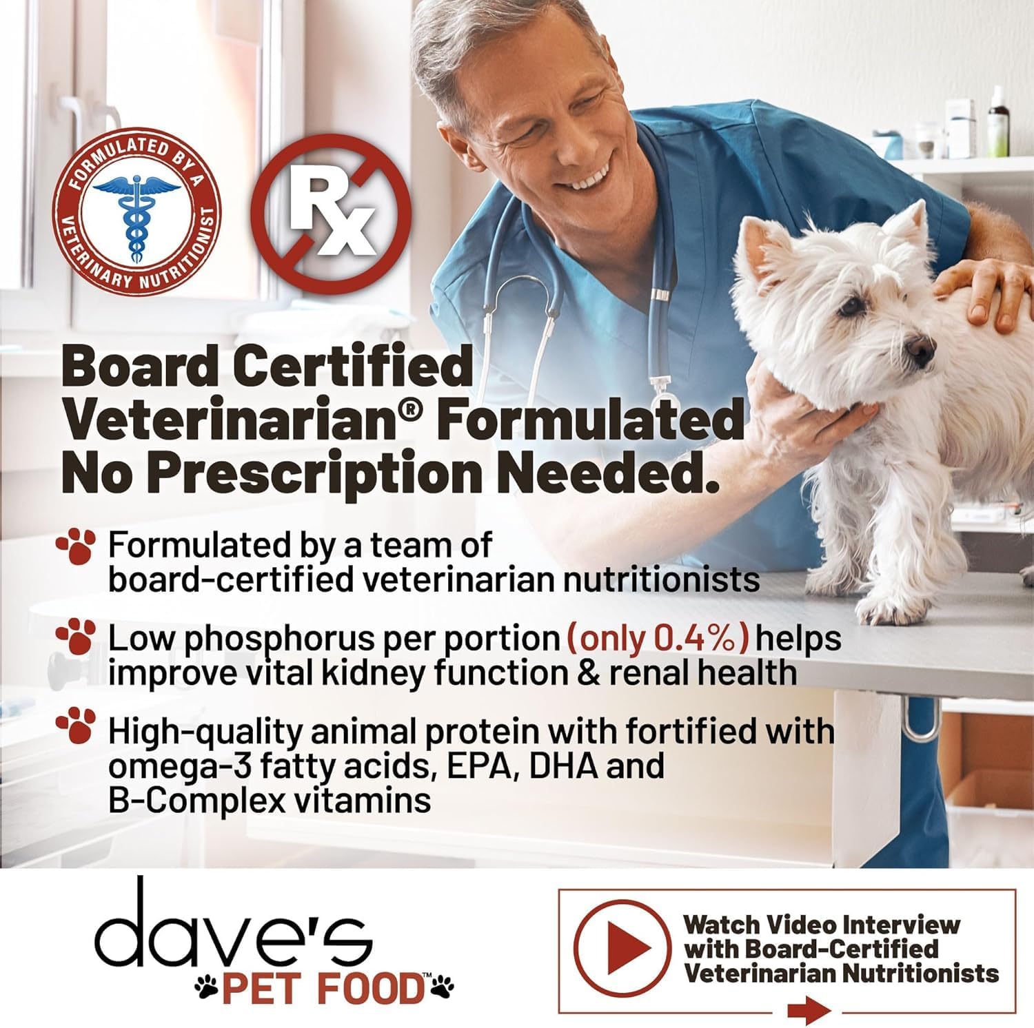 Daves Kidney Support Dog Food Chicken Crumble Low Phosphorus Vet Formulated 13 oz
