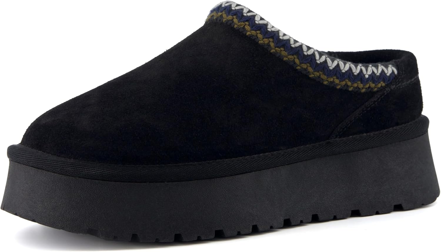 CUSHIONAIRE Kabuki Platform Boots Genuine Suede Fuzzy Mule Slippers for Women with Memory Foam | Indoor/Outdoor Womens Slippers | Wide Widths Available - Image 9