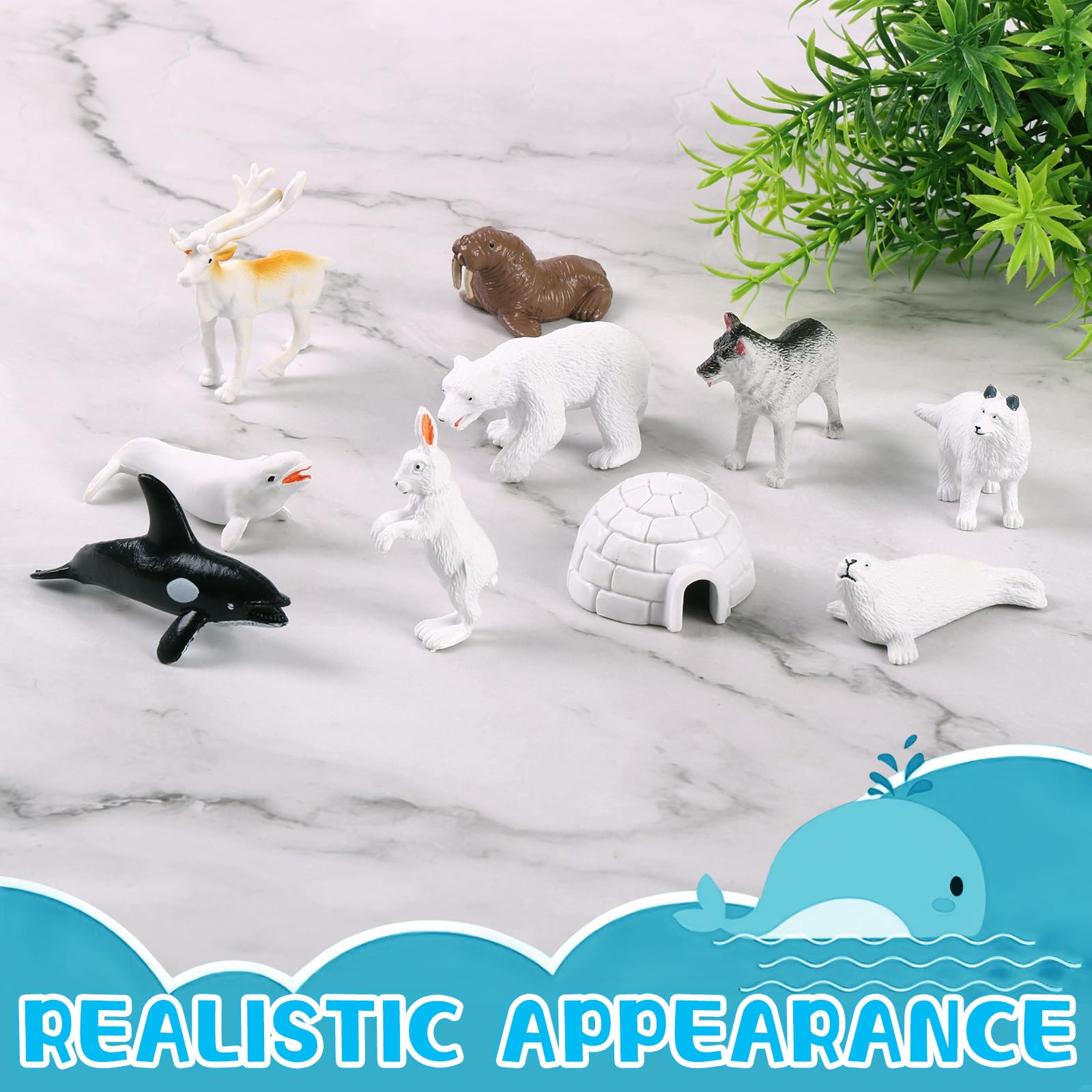 Maxmoc 12 Pcs Arctic Animals Toy Set,Mini Animal Toys Plastic Realistic,Polar Animal Figurines Educational Play Set for Tollders Kids for 2 3 4 5 6 7 Year Olds - Image 4