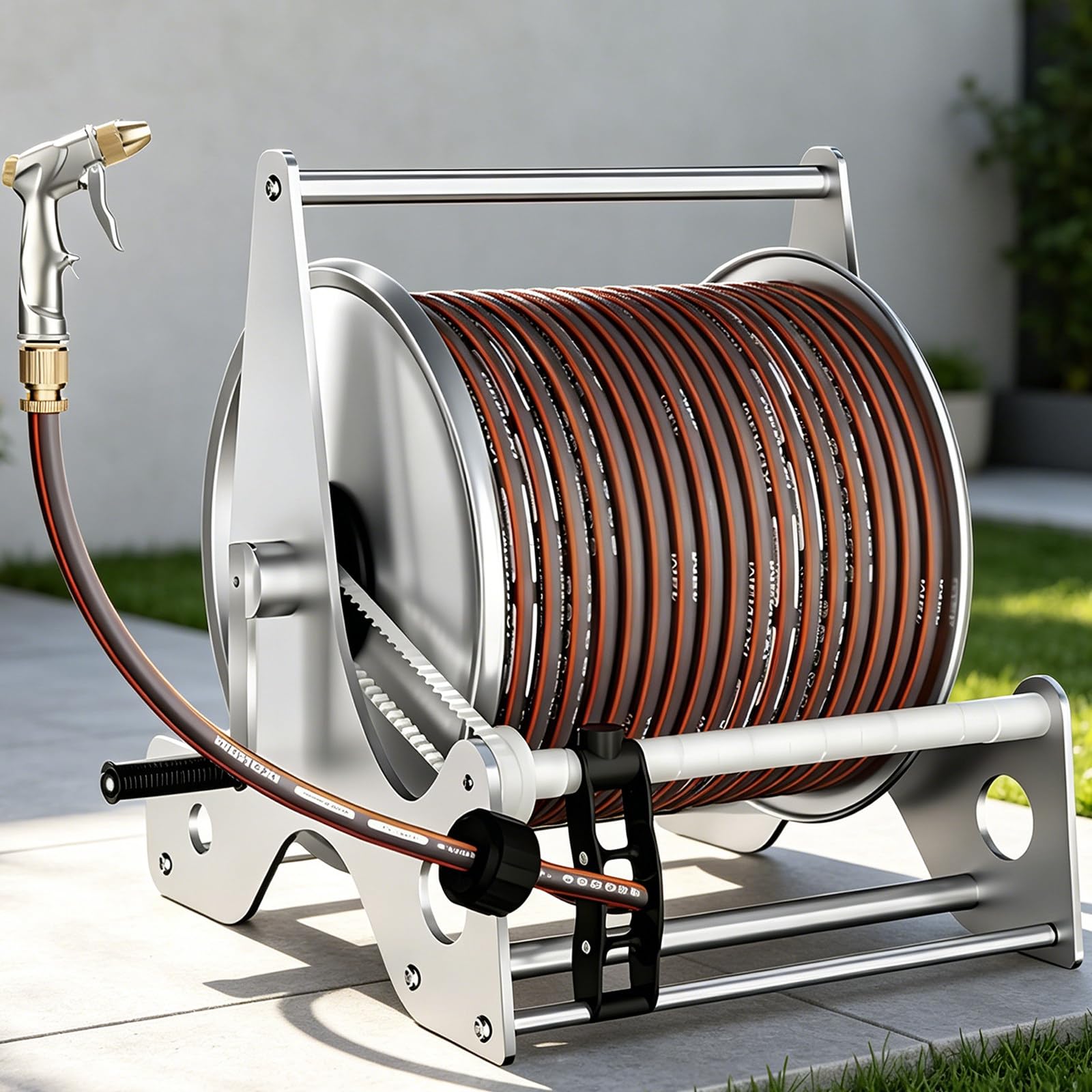 Carrete Portamangueras Acero Inoxidable Máximo 50m Rack-10mHose
