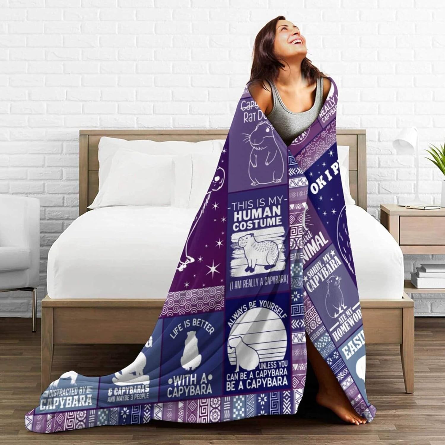 Capybara Blanket for Women Men, Cute Capybara Themed Design Printed Throw Blankets for Teens Adults Lap, Couch Bed, Warm Soft Cozy Blanket, 60"x 80"