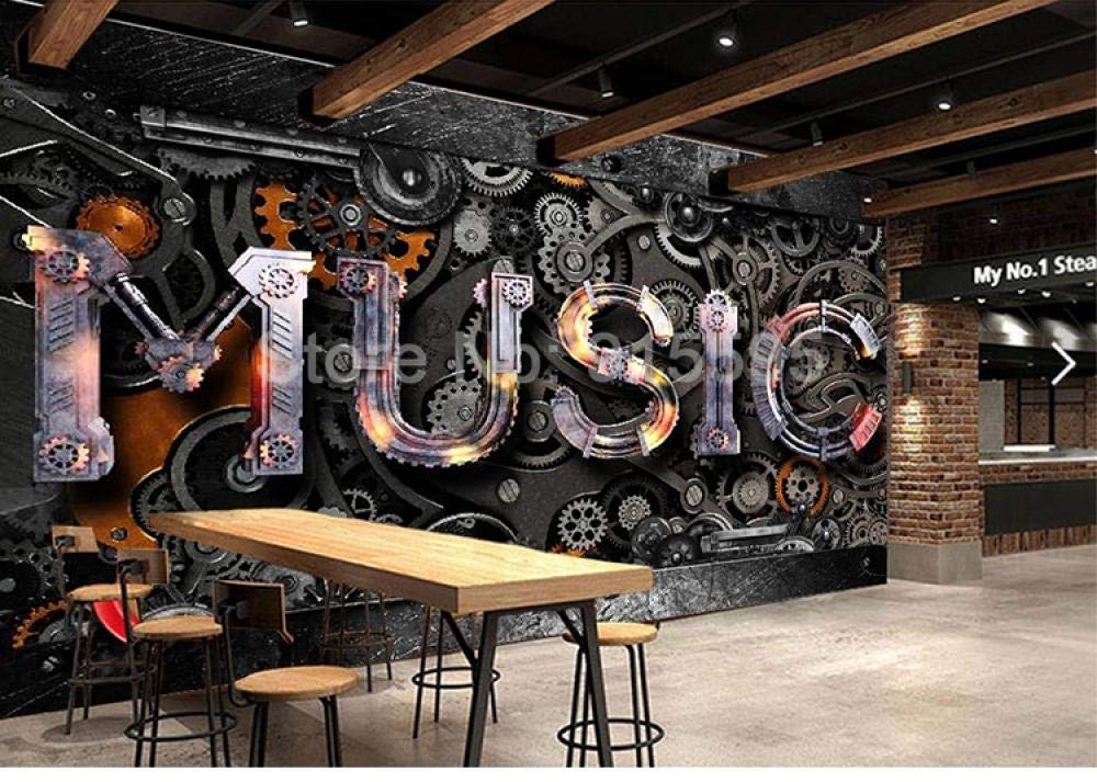 Photo murale 3D engrenage métal papier peint salon déco rétro 350x245