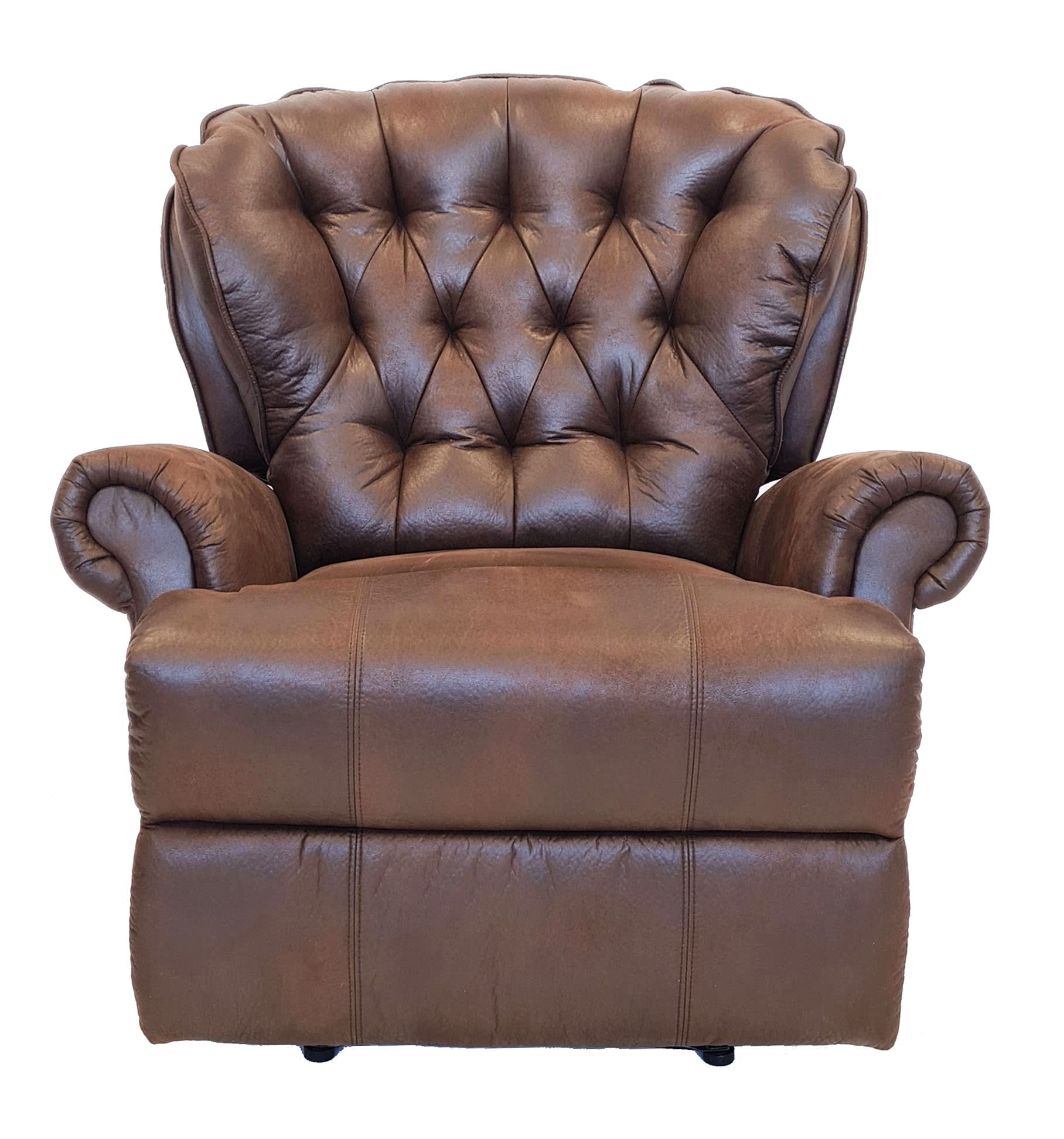 ABC Home Relaxsessel im Chesterfield-Stil – Komfort-Sessel mit manueller Liegefunktion – Edle Vintage-Optik in Braun – Hochwertiges Mikrofaser-Gewebe – 85 cm Breit