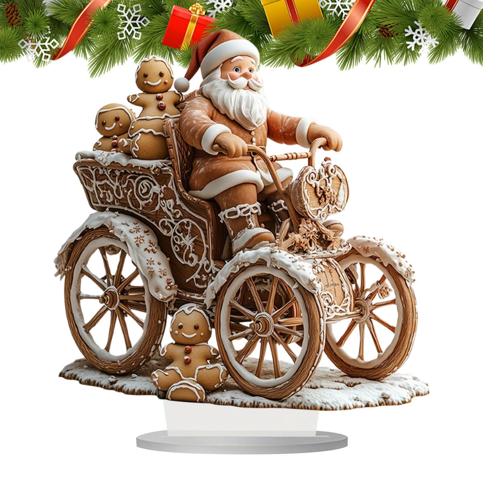 Tableau acrylique 2D Père Noël avec bonhomme en pain d'épice : Figurine de collection de Noël