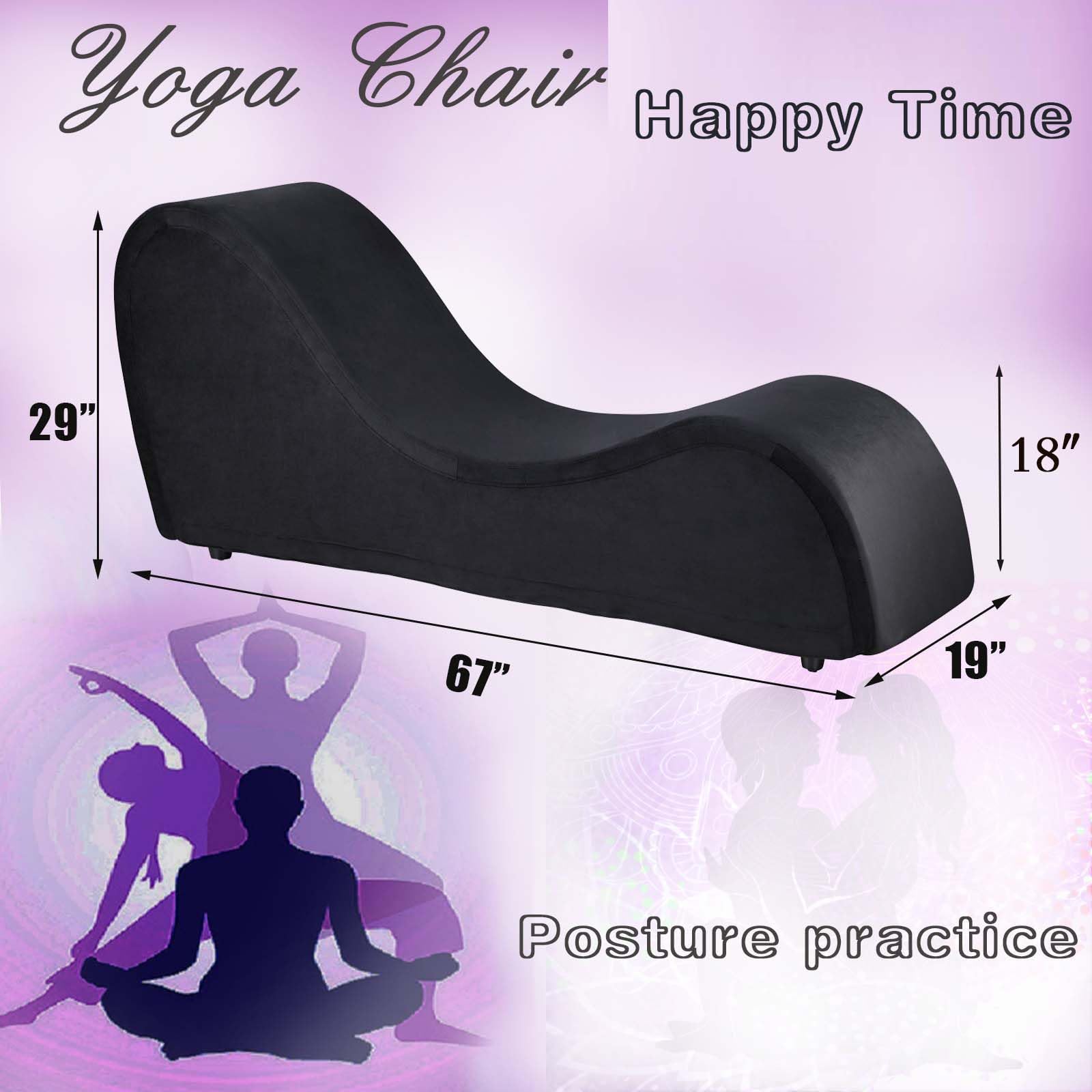 Chaise Lounge Chair with Cover, Heavy-Duty Metal Frame for Exercise, Stretching, Relaxation, Indoor Sport for Living Room(Grey Velvet): Black