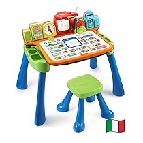 VTech Magico Tavolo Interattivo ToccaImpara, Tavolo Bambini Multiattività 5 in 1, Funzione Proiettore, Impara a Scrivere e Disegnare, Cavalletto per Bambini, Lingua Italiana, 3-6 Anni