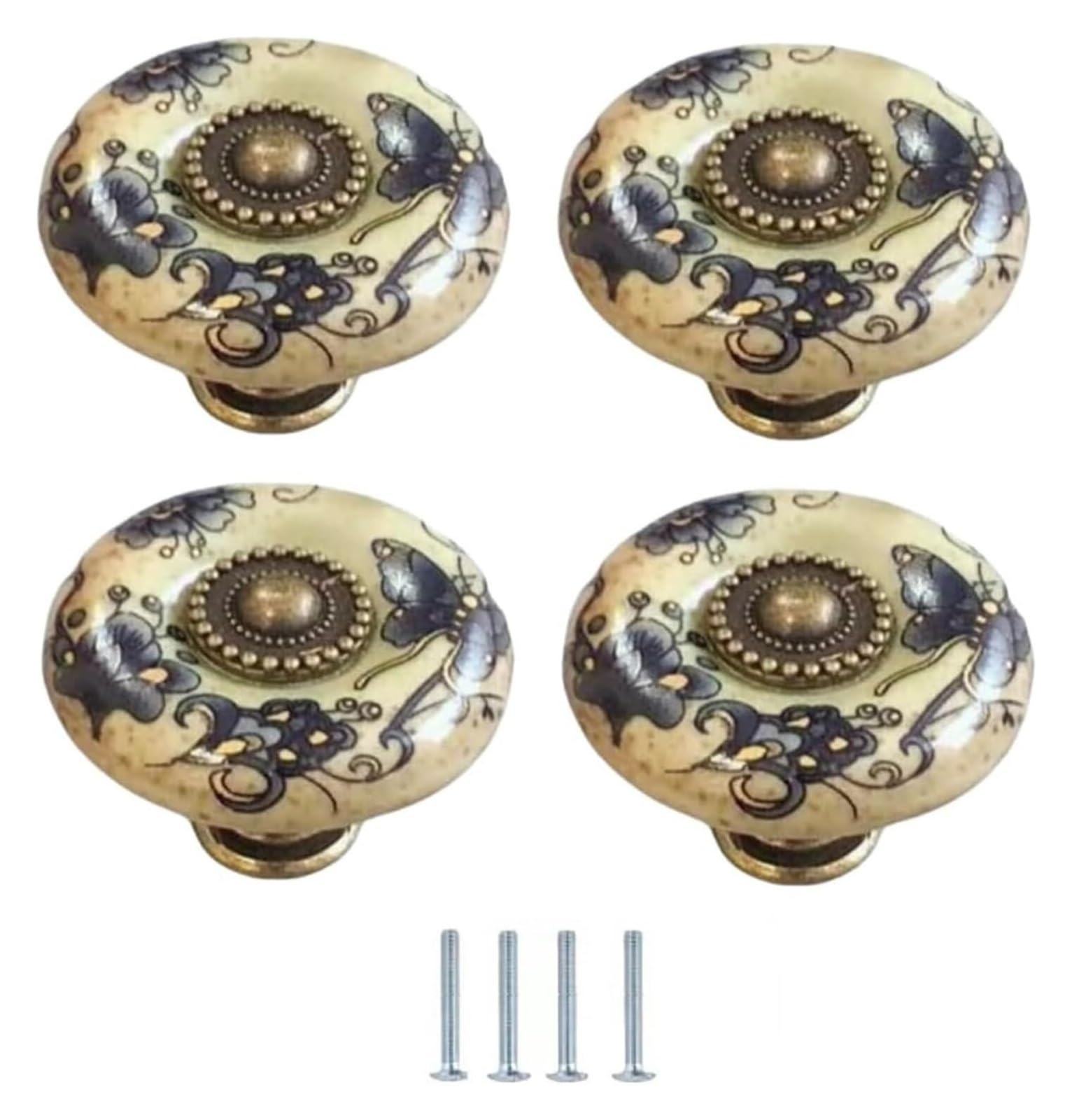 LQZAXSRDR Ceramic Cupboard Drawer Handle Knobs, Ceramic Door Drawer Knobs Handles Multicolor 4 Pack(38 * 29mm Yellow)