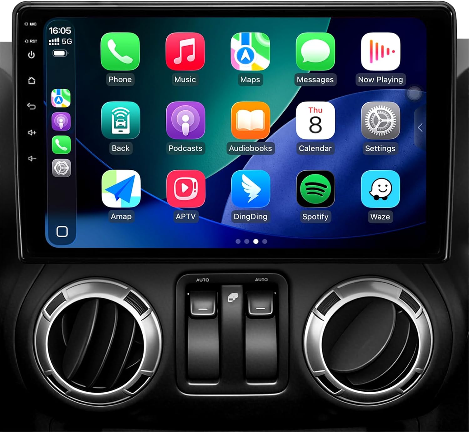 Android 13 Car Radio Stereo for Jeep Wrangler JK Compass Grand Cherokee Dodge Ram, 10.2" QLED HD Touch Screen Head Unit with Carplay/Android Auto/5GHz WiFi/DSP/1080P Backup Camera/AM & FM