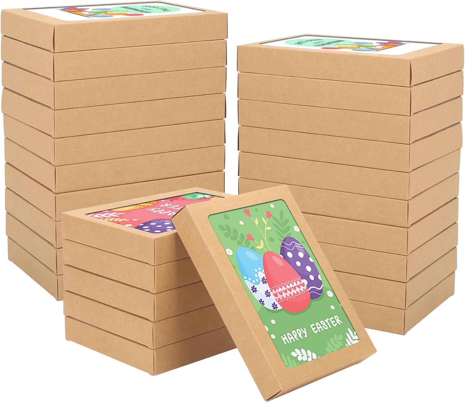 60 Pcs Greeting Card Storage Box,5.39 x 7.36 x 1 Inch Greeting Card Boxes Kraft Paper Box with PVC Transparent Window Bulk Frame Photo Storage Case (Kraft, 5.39 x 7.36 x 1 Inch)