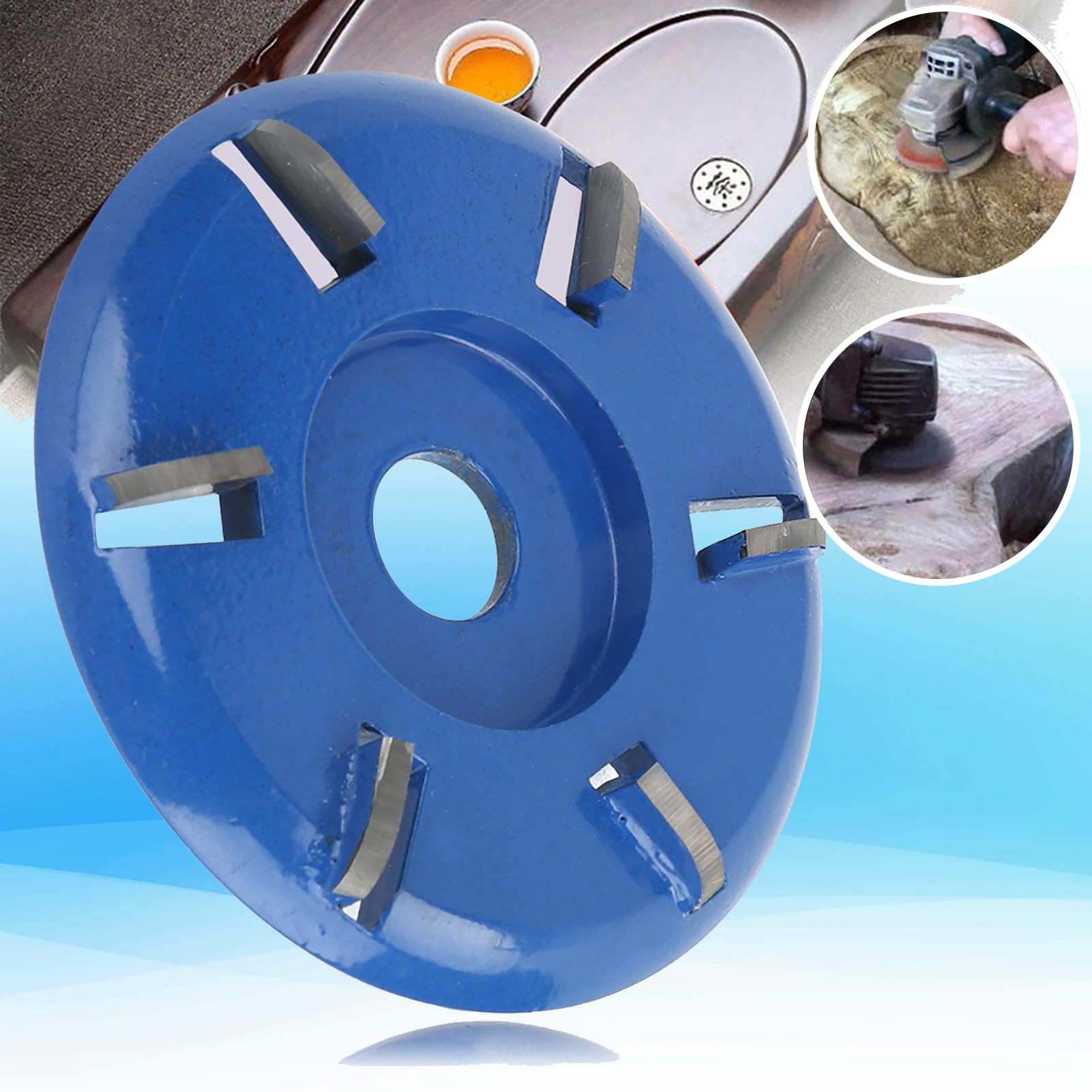 Majatou Stump Remover Meuleuse d'angle Disque de Sculpture Sur Bois en Acier 6 Dents Flowil Out de Travail du Bois Meuleuse d'angle Accessoires Lame 'Arc (Lame d'arc)