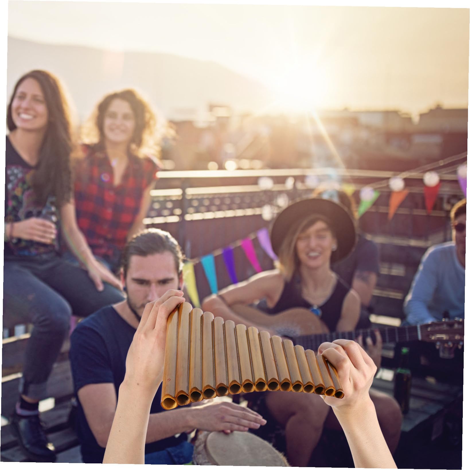 Traditionelle Panflöte aus Bambus mit 15 Röhren Leicht zu Spielen und Langlebig Kreatives Musikinstrument für Anfänger und Kinder im Braunen Stil Zufällige Farbe Zufälliger Stil