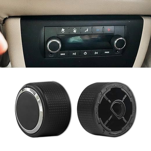 2PCS Rear Audio Control Knob Dial Tuner, Car Radio Repair Kit Replacement Button, Compatible with Chevy GMC Cadillac Buick