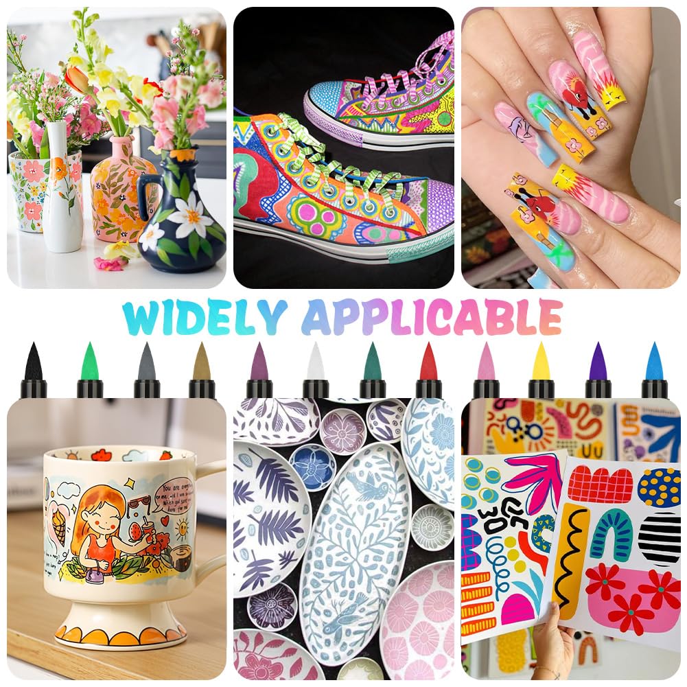 12 Farben Nagellack Stift Set, Nailart Graffiti-Stift, Nagelzeichenstift, 3D Nagelkunststift DIY Linie Nagelkunst-Graffiti, Wasserfeste Schnelle, für Maniküre Mädchen Frauen Zuhause, Reisen(D)