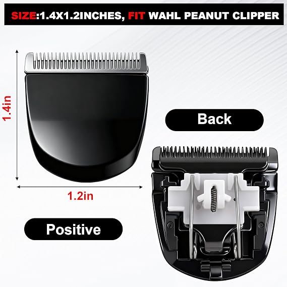 2 Pack Professional Peanut Clipper/Trimmer Snap On Replacement Blades #2068-300 - Compatible with Wahl Peanut Hair Clipper/Trimmer, Black