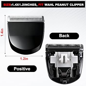 2 Pack Professional Peanut Clipper/Trimmer Snap On Replacement Blades #2068-300 - Compatible with Wahl Peanut Hair Clipper/Trimmer, Black