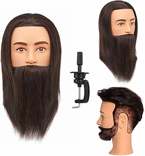 Hairingrid Male Mannequin Head 100% Human Hair Hairdresser Cosmetology Mannequin Manikin Training Head Hair