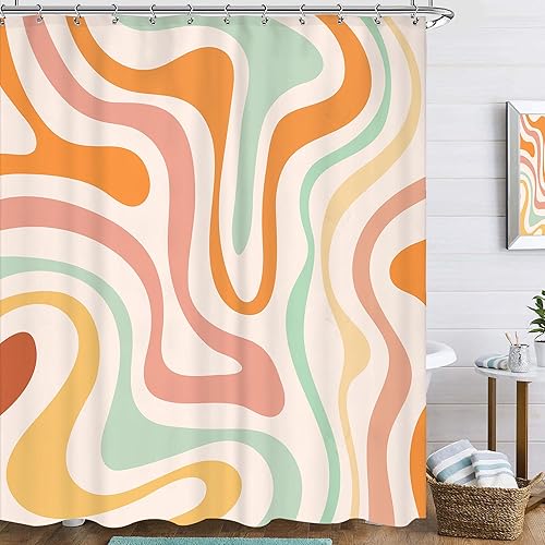 Miniatura 1 de Cortina de ducha colorida y divertida con reglas de baño, 60 pulgadas de ancho x 72 pulgadas de largo, para niña de moda, rosa, con cita divertida,