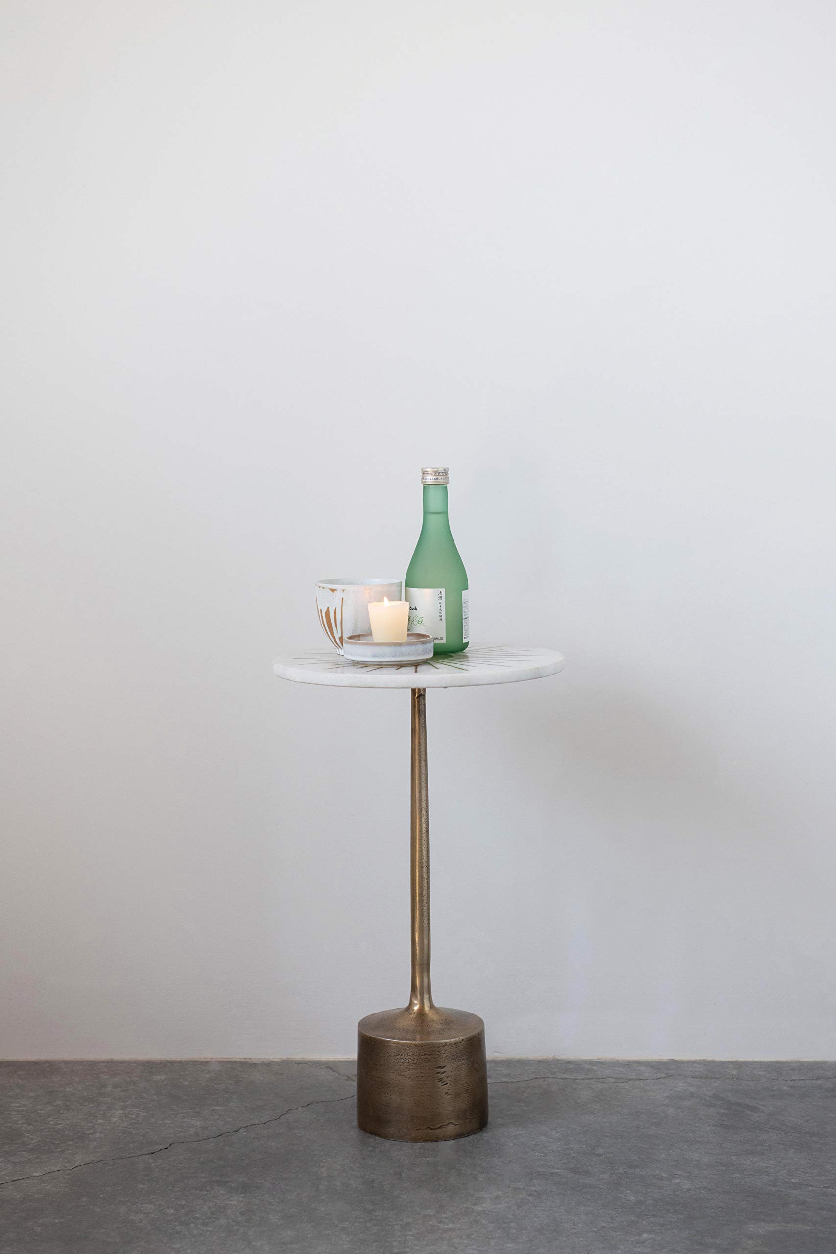 Creative Co-Op Luxe Aluminum and Marble Martini Table, Gold