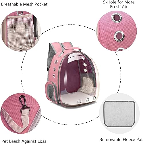 Miniatura 3 de Mochila con cápsula espacial para transportar gatos, perros pequeños o mascotas adecuada para senderismo, portamascotas aprobado por aerolíneas