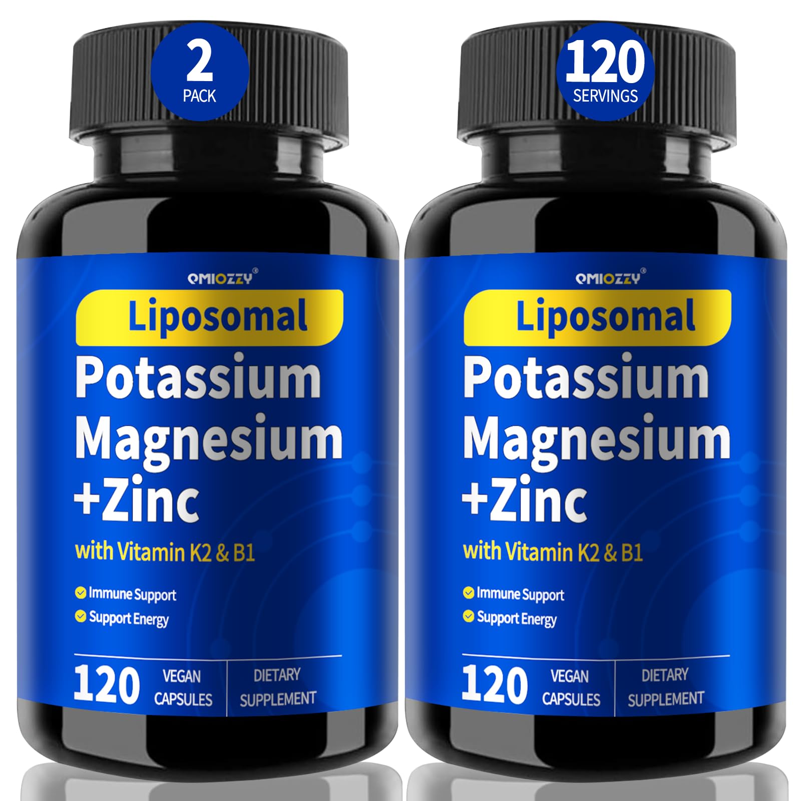 Potassium Magnesium Supplement, Non-GMO, Vegan, (120 Capsules, 2 Pack) 120 Count (Pack of 2)
