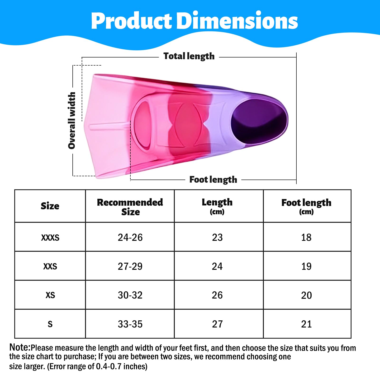 Schwimmflossen Kinder, 100% Silikon Schnorchelflossen, Kurze Flossen Kinder, Kurzschwimmflossen für Schwimmtraining, Freiwassertraining, Schnorcheln, Tauchen für Anfänger