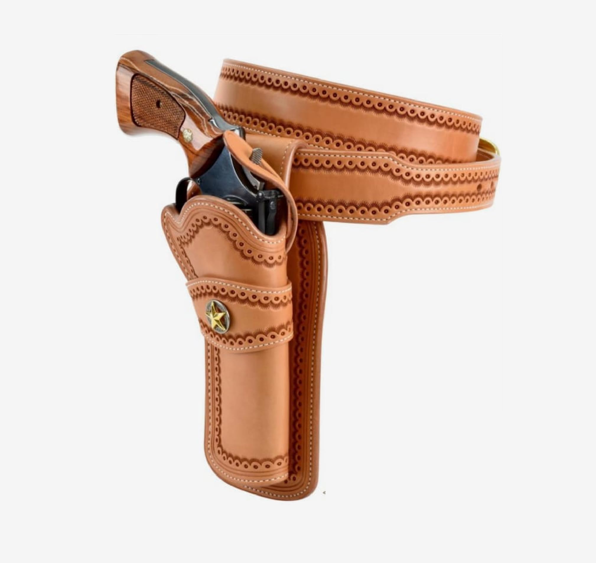 Western Cowboy Ammo Tooled Leather Ammo Vintage Cartridge Belt .22 .32 (Black Right & Left Hand, Size 4 (42