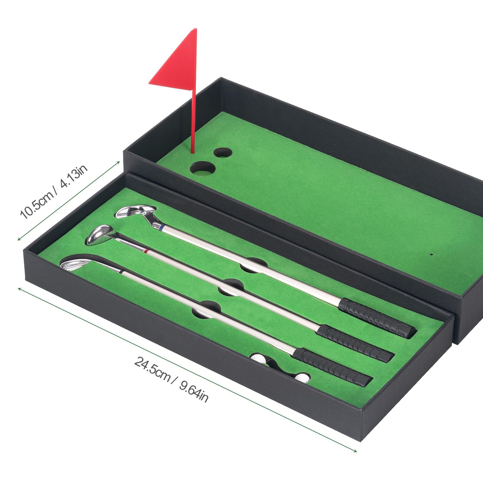 MumdoYAL Set Regalo da Golf，Campo da Mini Golf，Set di Penna a Sfera da Golf，con Scatola Regalo Nera, Regalo per Gli Appassionati di Golf