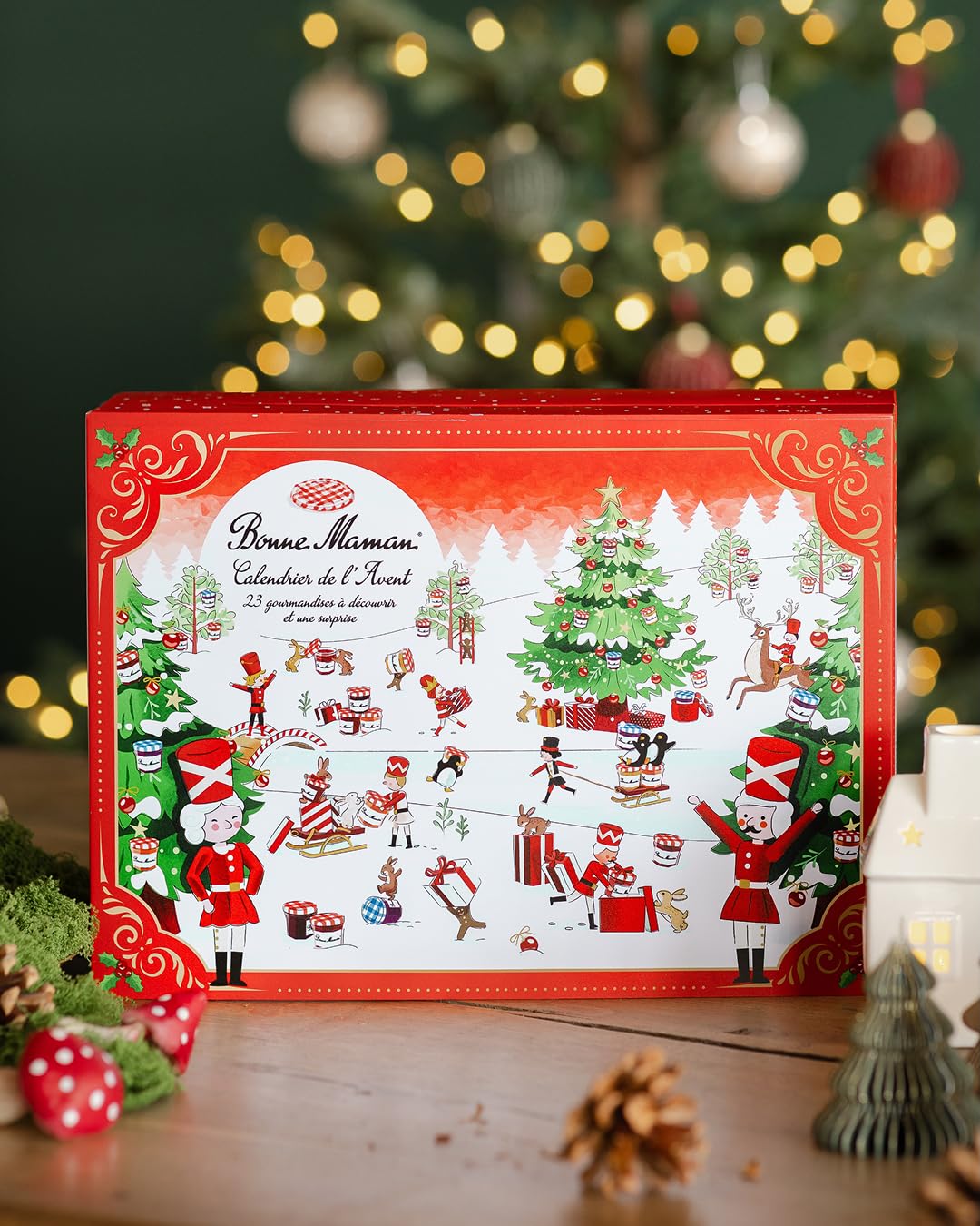 Bonne Maman Calendario de Adviento 2025, 20 x 30 g y 3 frasquitos de 25 g + 1 sorpresa, edición limitada