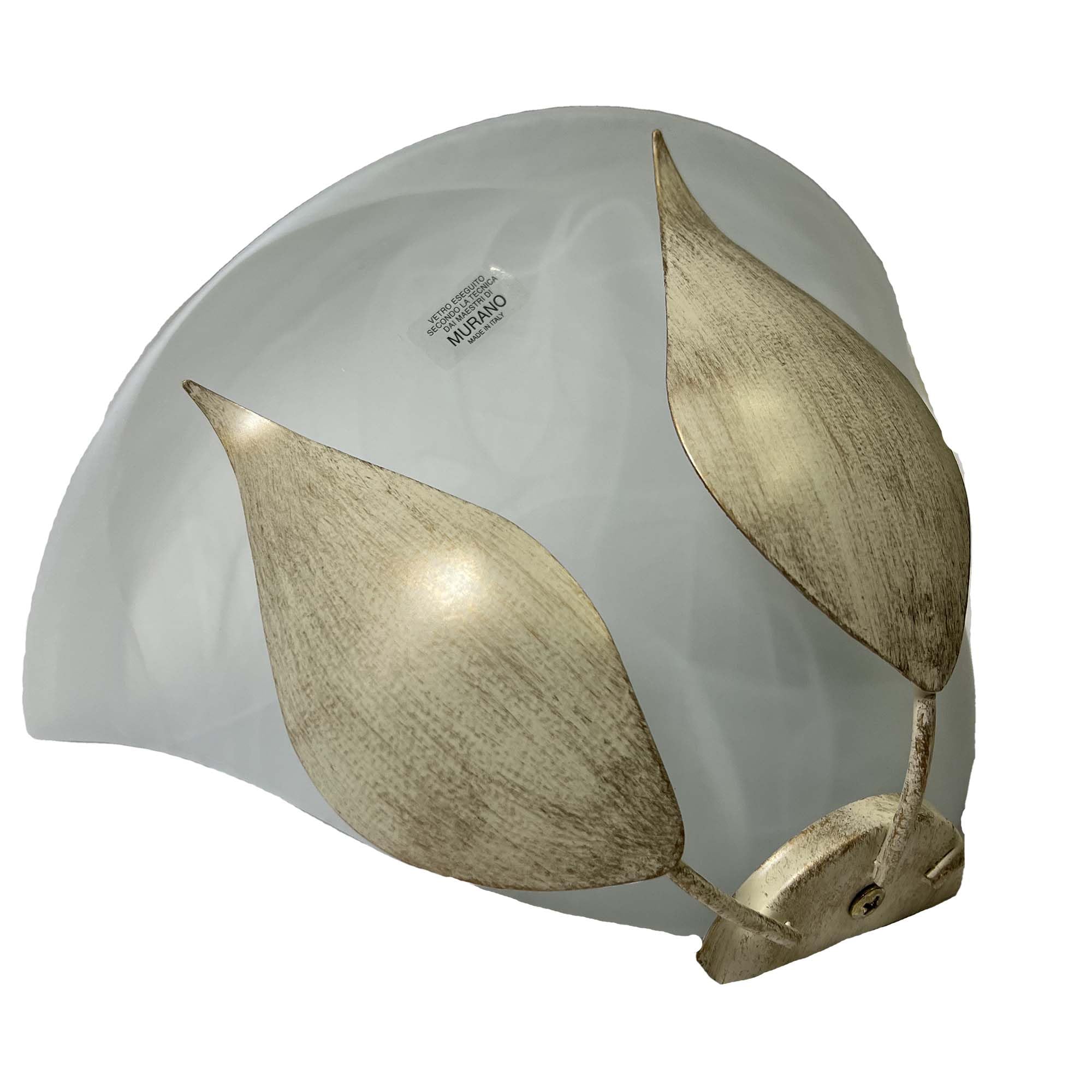 Generico Applique da parete in vetro di murano e ferro battuto avorio e oro, lampada da parete classica shabby chic 1 luce bon-209
