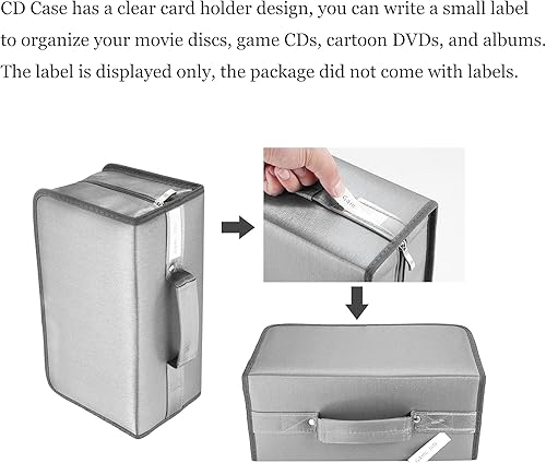 Miniatura 4 de alavisxf xx Funda para CD, funda de nailon para DVD de capacidad 160, soporte para CD, organizador de almacenamiento de discos portátil para el