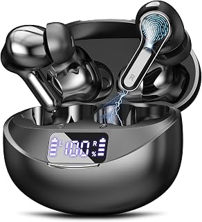 Fhumsh i17 Wireless Earbuds Bluetooth 5.4 HiFi Stereo 50H Playtime ENC Noise Canceling IPX7 Waterproof Black