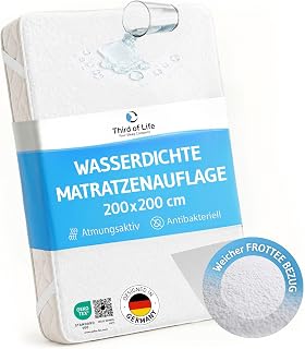 Mattress protector 200x200 waterproof, terry mattress protector breathable | Terry mattress protector with soft cotton, practical corner rubber for a perfect fit, washable at 140 °C, Oeko-Tex certified