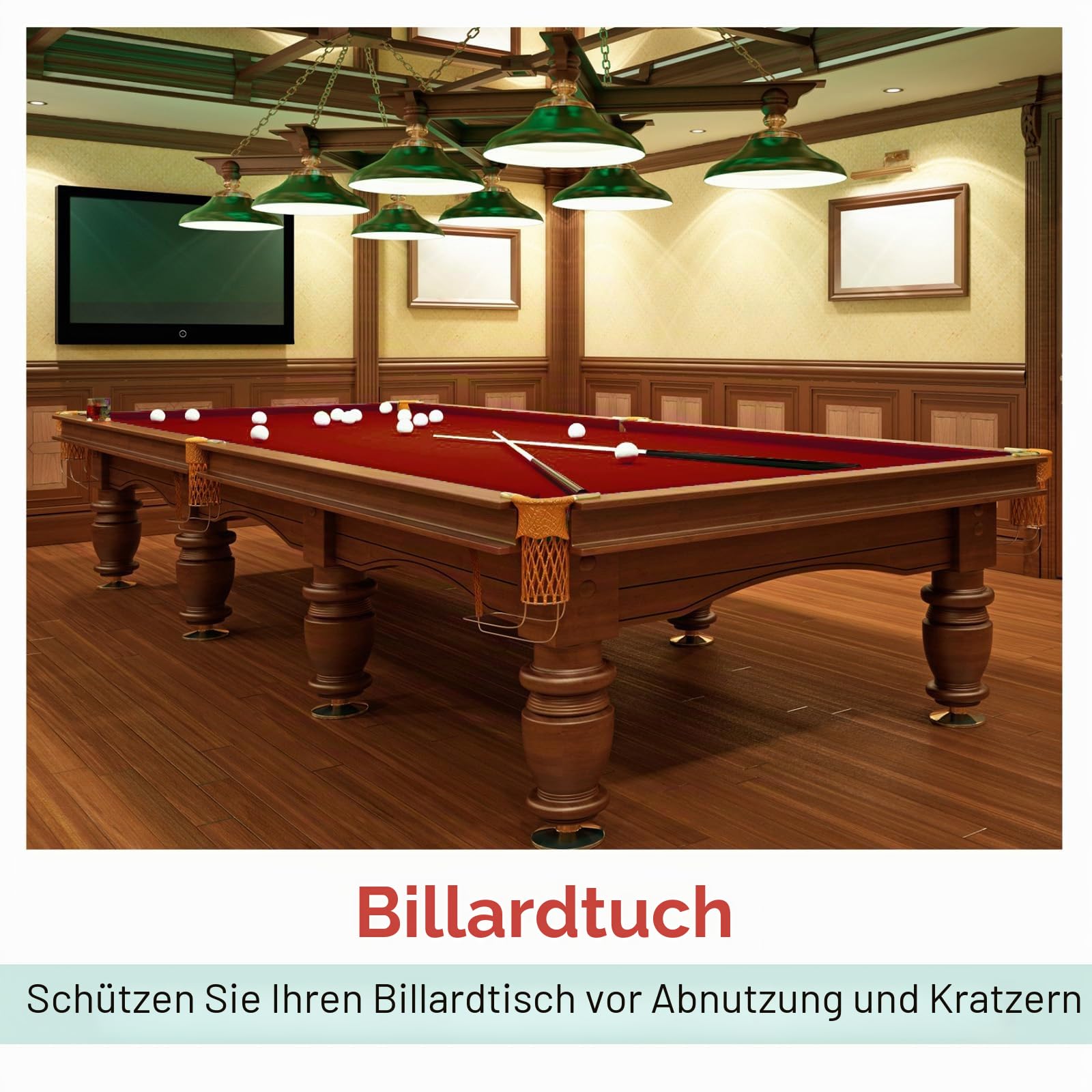 Mixweer Billardstoff, 2,6 m Filz für Billardtisch mit 6 Stoffstreifen, Vorgeschnittener Billardtisch für Zuhause Clubs Bars Indoor Sport Spiel