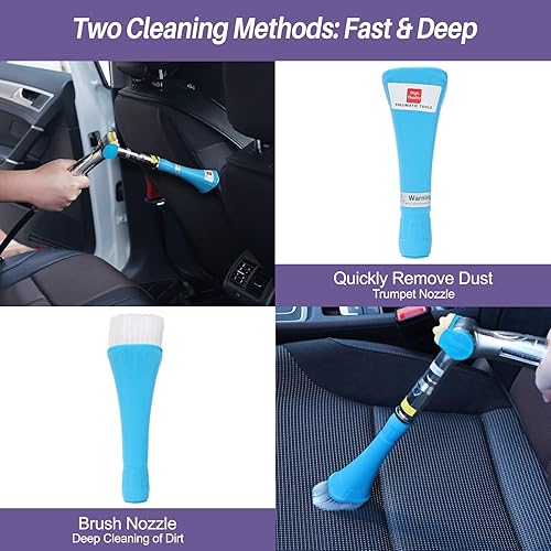 Miniatura 4 de GATTLELIC Pistola de limpieza de coche de alta presión, pistola de aire de soplado de aire para limpieza interior del automóvil con 2 boquillas,