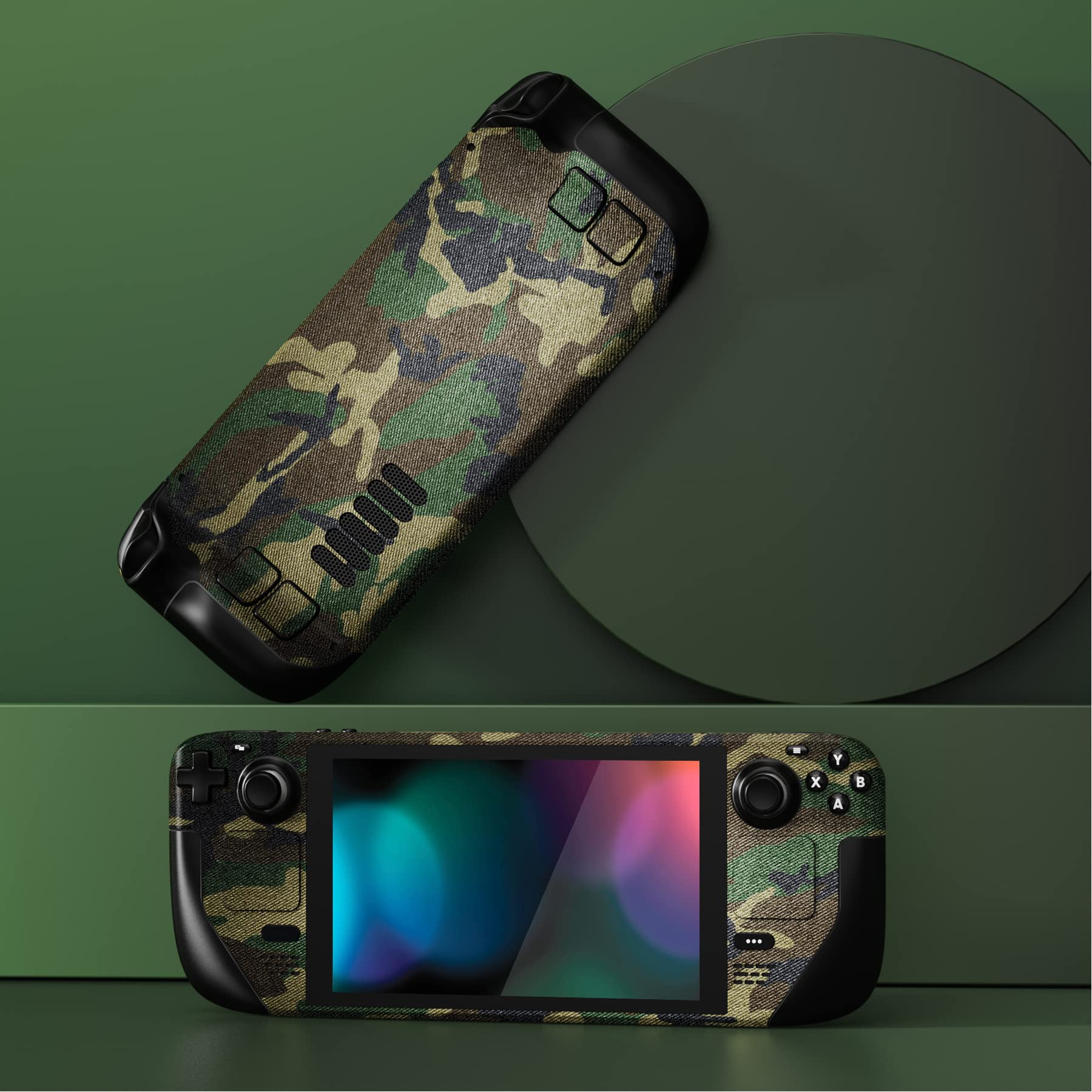 playvital Adesivo Skin per Steam Deck LCD,Adesivi Decal Sticker Vinile Protettiva per Steam Deck OLED Console-Verde Militare Mimetico