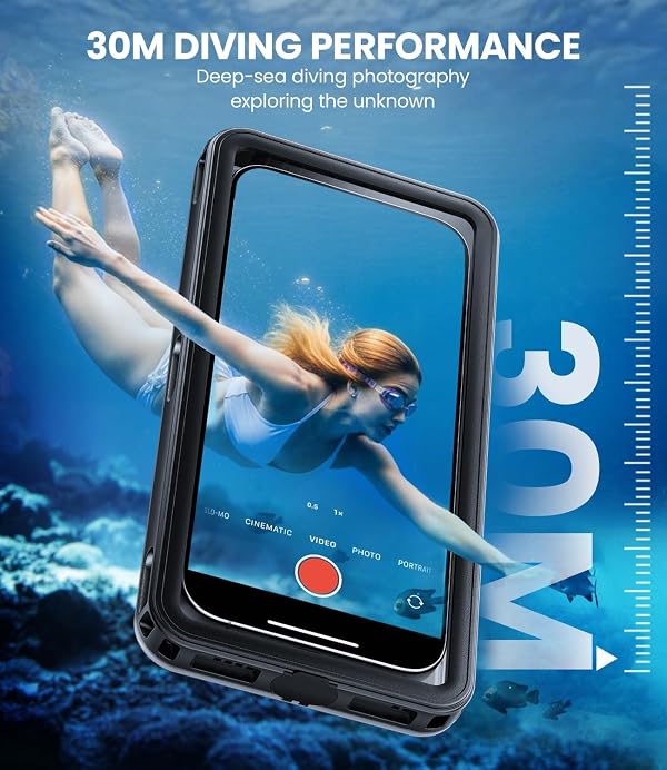 WIFORT Waterproof Phone Case with Lanyard, Underwater Phone Cases for Snorkeling/Diving/Swimming/Filming, IP68 Water Proof Touchscreen Case for All Cell Phones: iPhone/Samsung/Moto/Pixel - Black by WIFORT - Used condition - Image 3