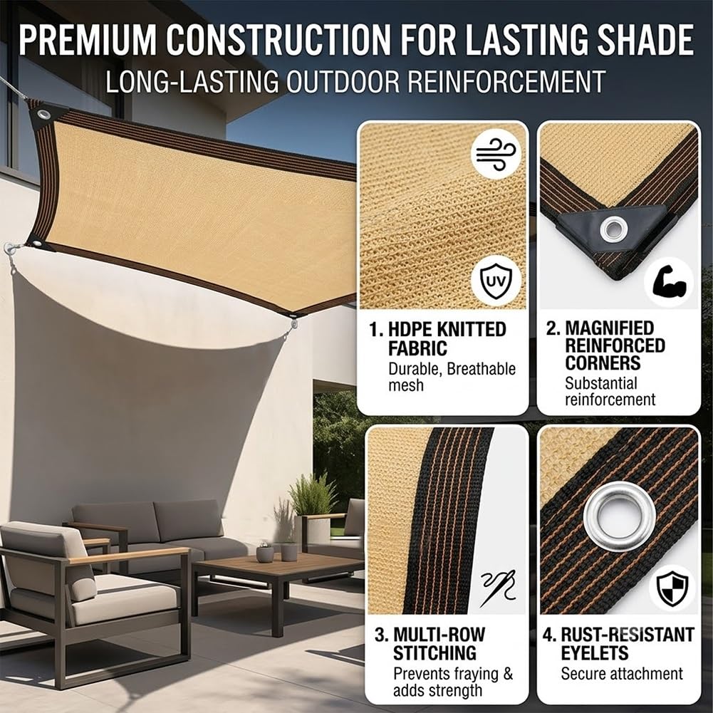 Red De Sombra Resistente Para Exterior 90% Malla De Sombreado Con Ojales | Tela De Sombreo Para Plantas E Invernadero Toldo De Sombra Protección Solar Lona Sombreo Transpirable(8x12.50m)