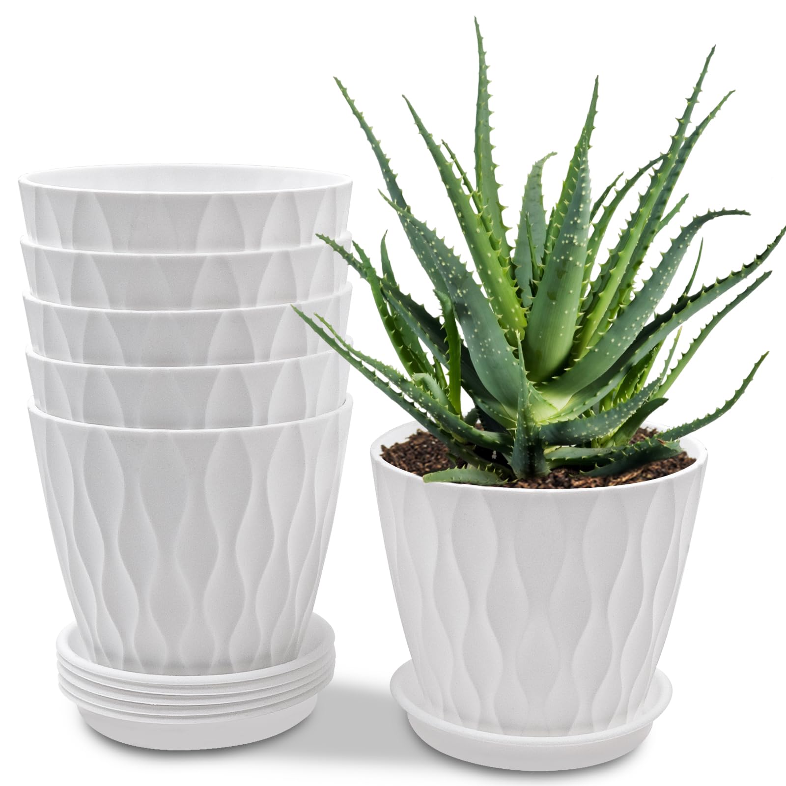 Fipfovpa 6 Pack 10cm Plant Pots for Succulents, Herbs & Small House Plants