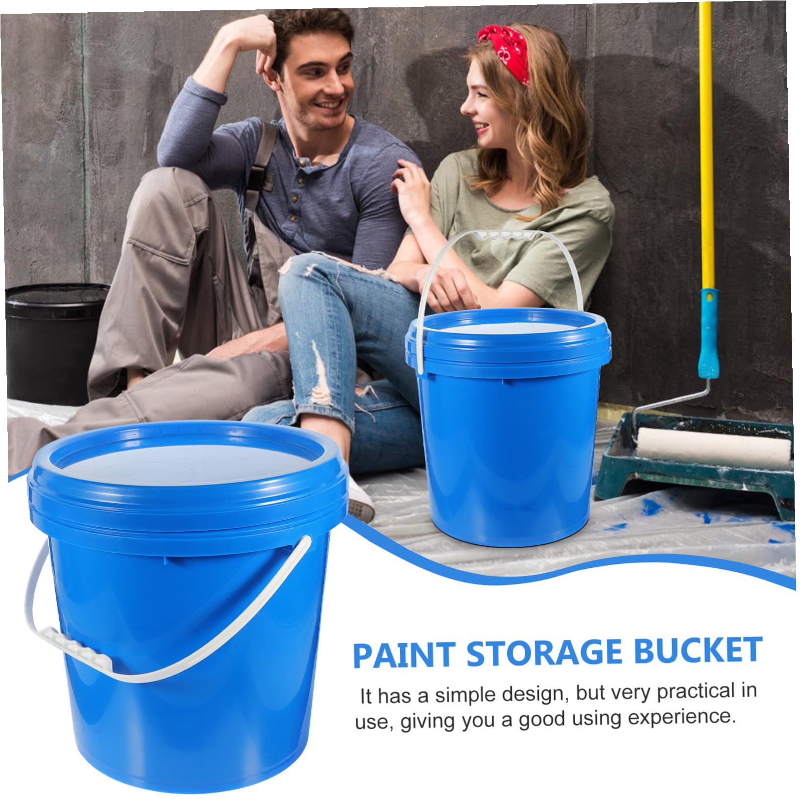 SOIMISS Cubo de Pintura con Tapa Hdpe Resistente y Duradero con Asa Sólida para Almacenamiento Seguro de Pigmentos y Líquidos Múltiples Usos