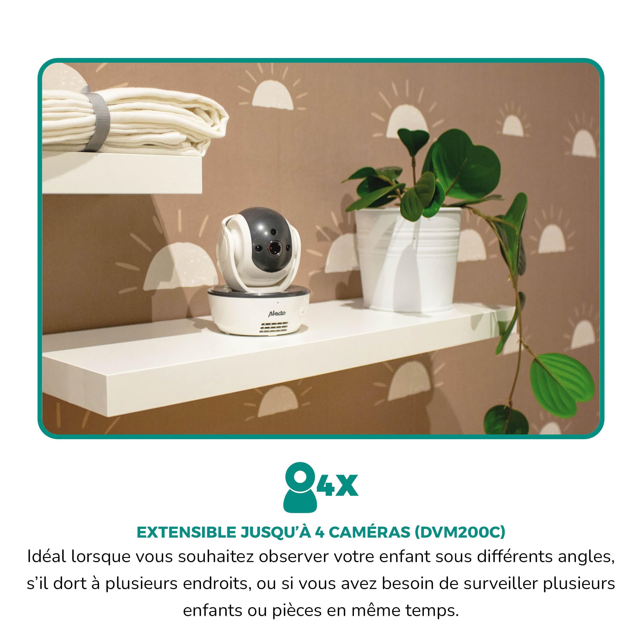 Alecto DVM200M - Babyphone avec caméra et écran couleur 4.3", blanc/anthracite