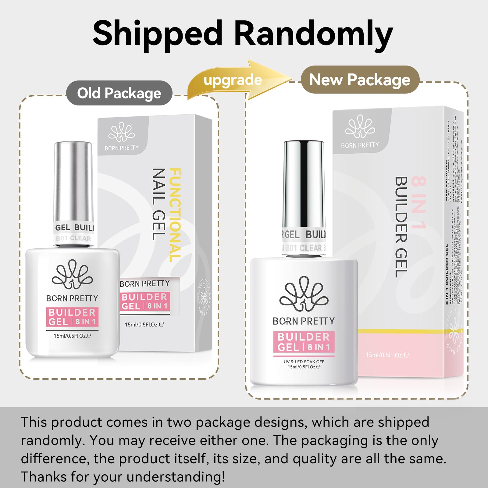 BORN PRETTY ビルダージェル 8 in 1クリアジェル 15ml ポリ…